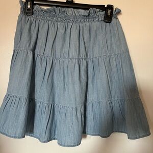 SO Light Blue Tiered Mini Skirt